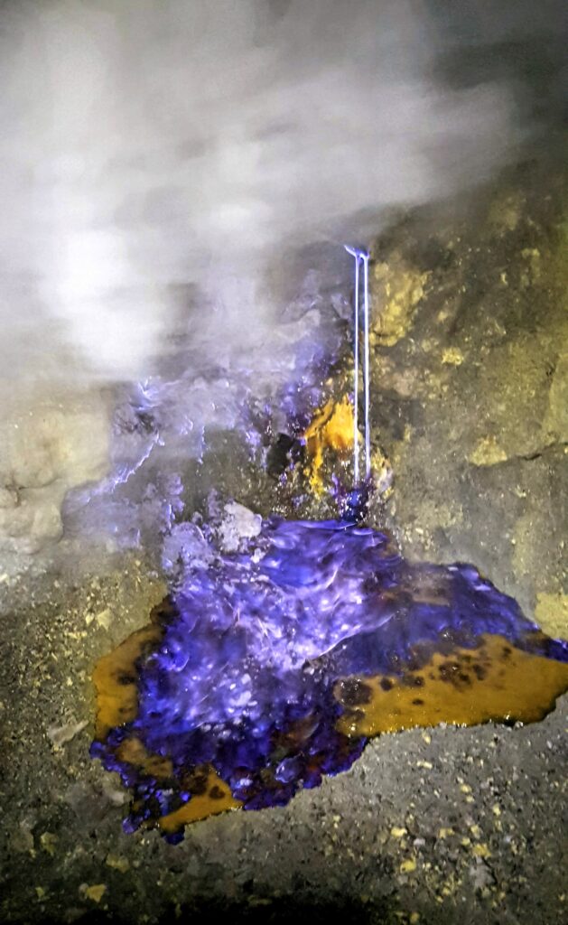 Blue Fire at Ijen Crater before sunrise in Banyuwangi, East Java.