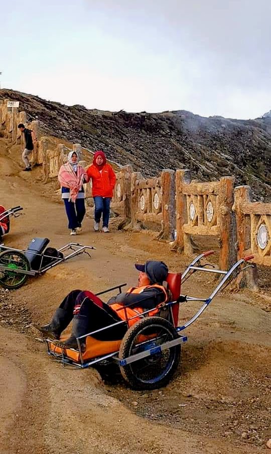 Trolleys used for transporting hikers from Ijen Crater in Banyuwangi, Indonesia.