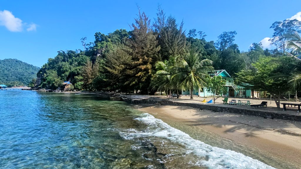 Beachfront view of Ricky's Beach House in Sungai Pinang, West Sumatra - sustainable tourism accommodation ten steps from the ocean