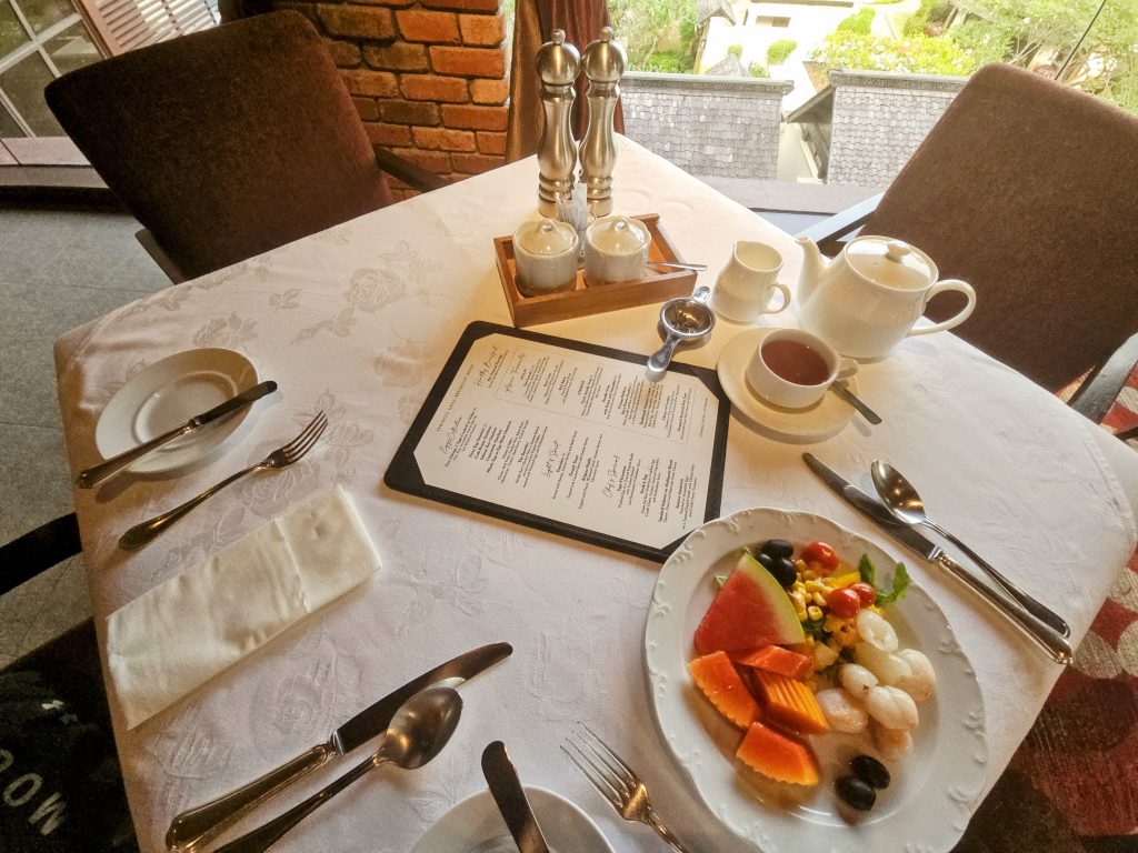 Breakfast table setting at Feringgi Grill, Shangri-La Rasa Sayang, Penang, Malaysia