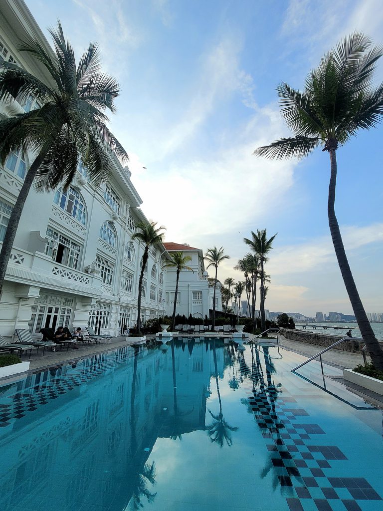the Heritage Wing pool at E&O Hotel Penang overlooking the ocean