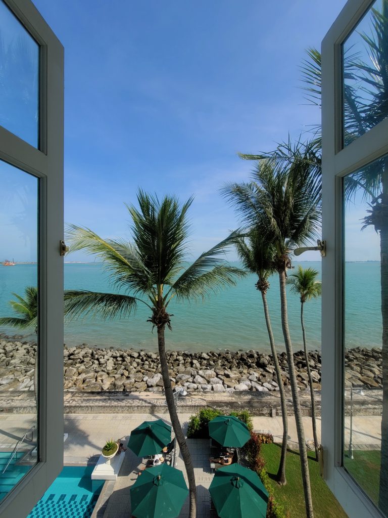 Beautiful seaview from Deluxe Suite of E&O Hotel Penang