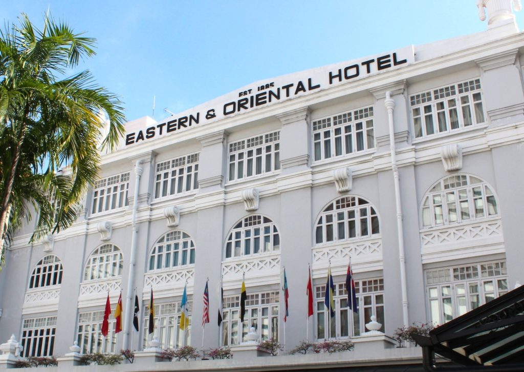 The iconic heritage front of E&Ol Hotel Penang in the heart of George Town