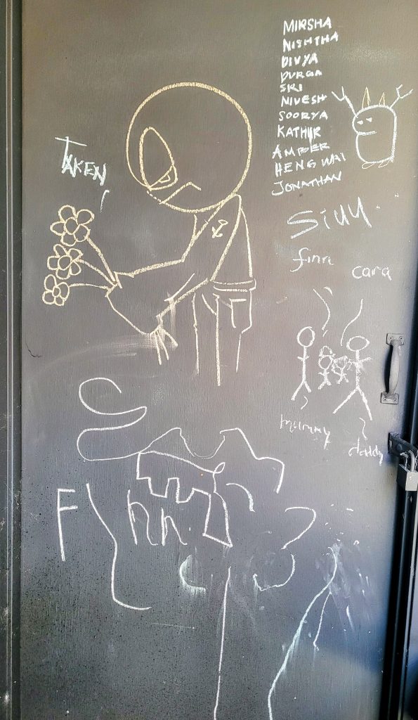 Chalk artwork at Bon Ton Locale children's area Langkawi