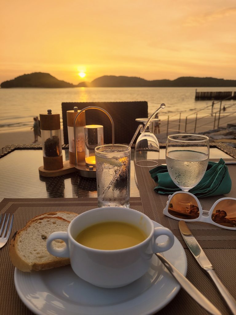 Dinner at Pelangi Grill overlooking the sunset Pelangi Beach Resort & Spa Langkawi
