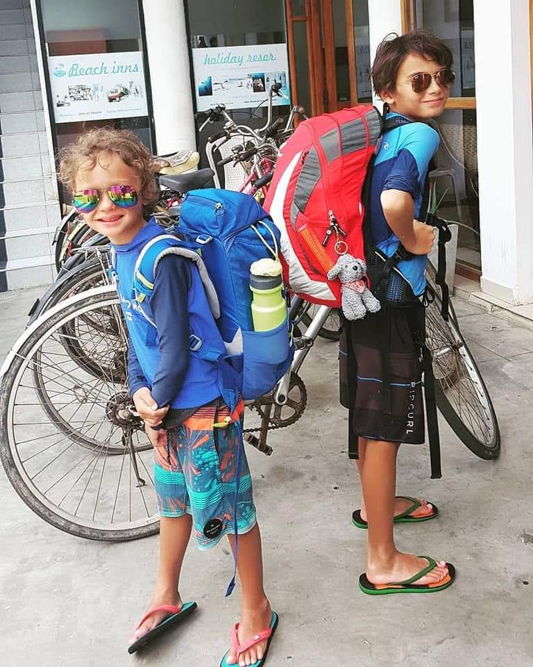 Trian them young. Kids travelling light with just cabin sized rucksack