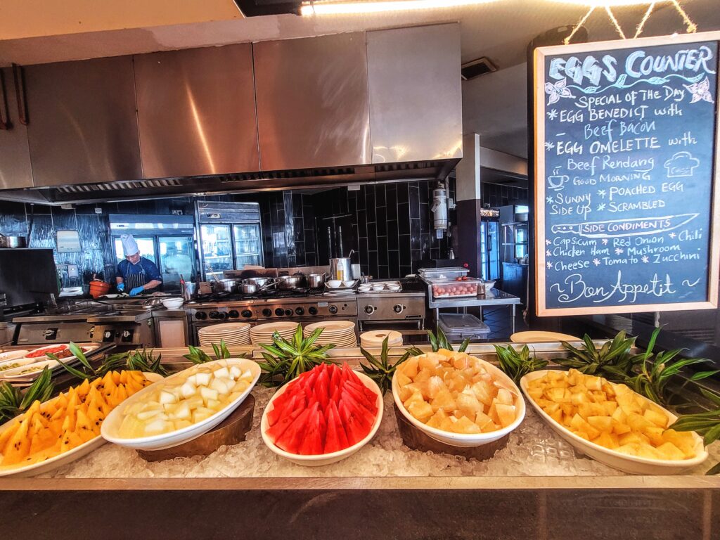 Breakfast selection at Feast Village in Gaya Island Resort Sabah