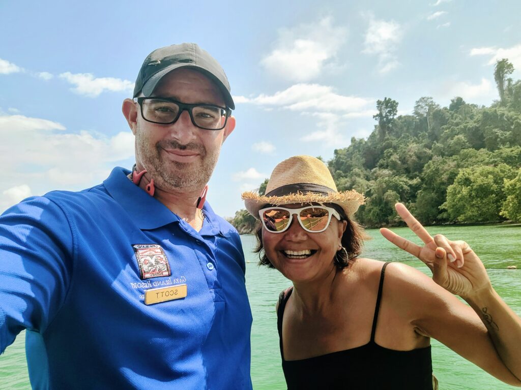 Travel writer Shannim with marine biologist Scott at Gaya Island Resort Sabah