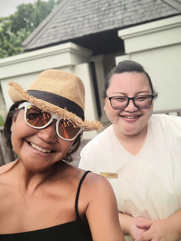 Travel writer Shannim with staff at Gaya Island Resort Sabah