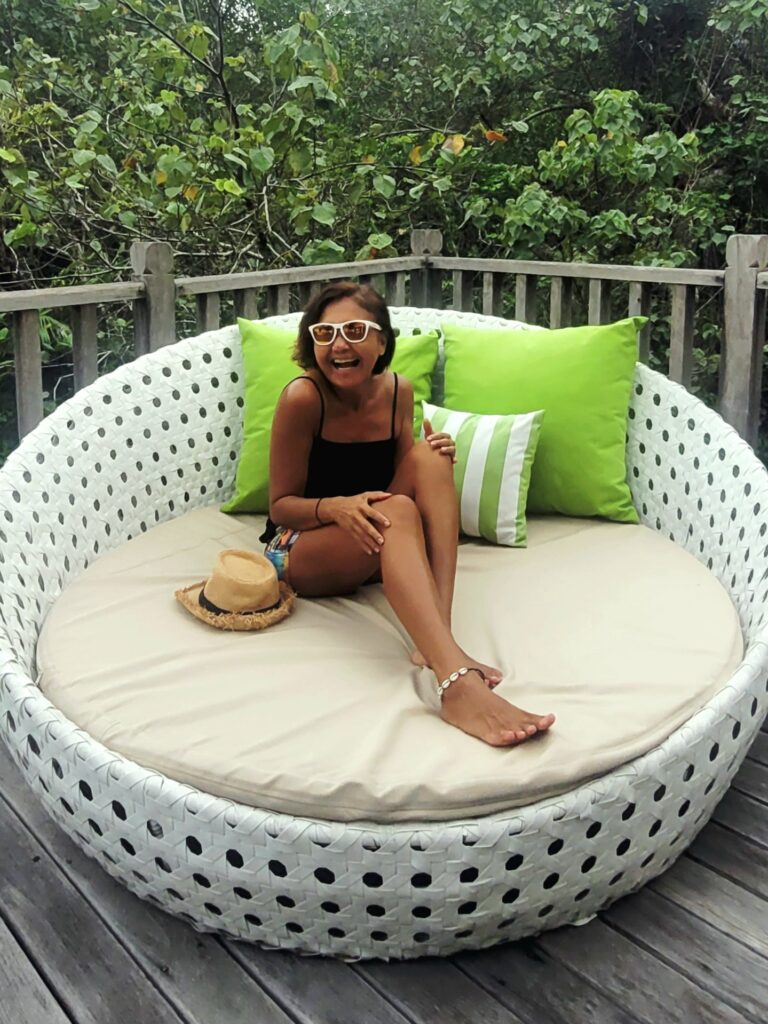 Travel writer Shannim smiling after spa treatment at Gaya Island Resort Sabah