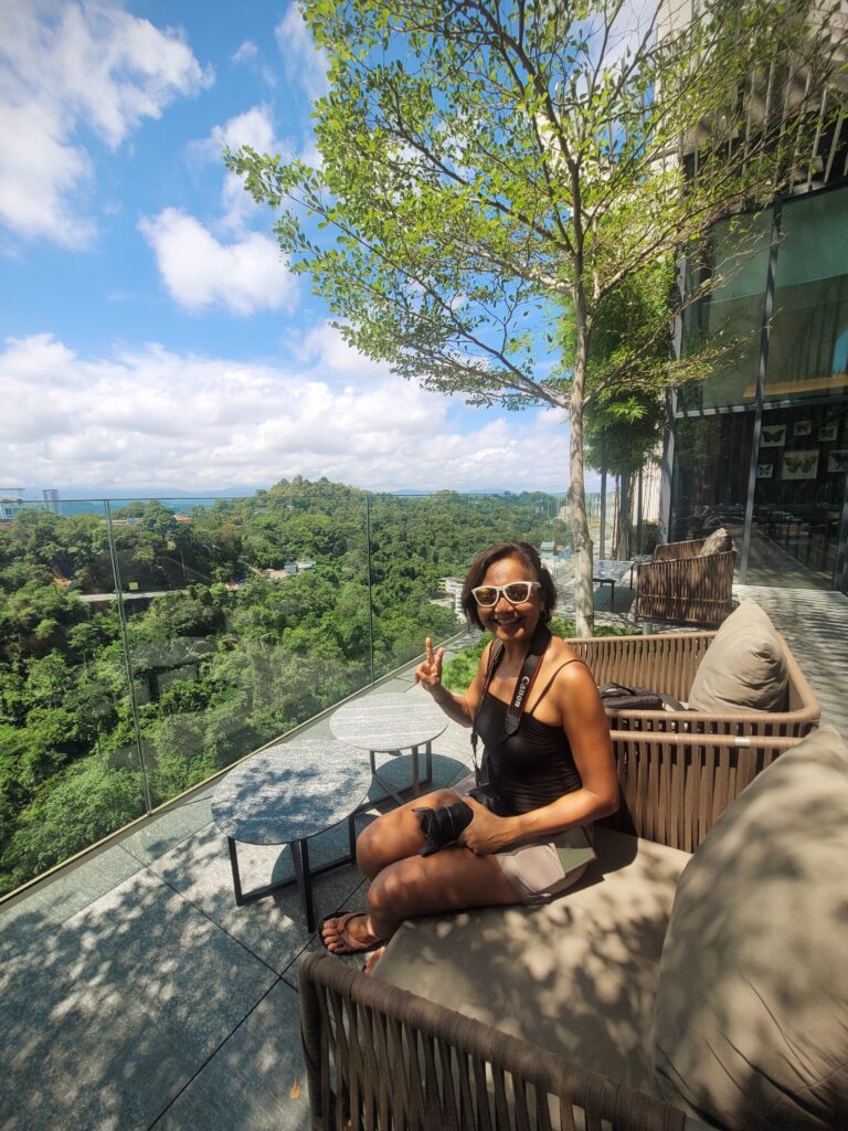 ON22 restaurant balcony overlooking rainforest at Hyatt Centric Kota Kinabalu