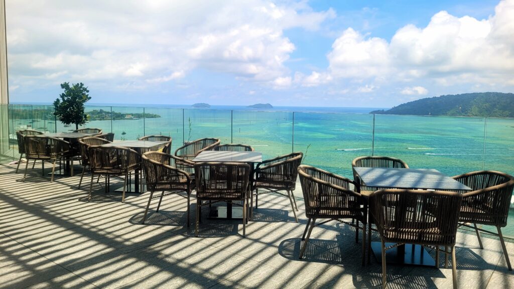Rooftop ocean view of the South China Sea from ON23 bar Hyatt Centric Kota Kinabalu