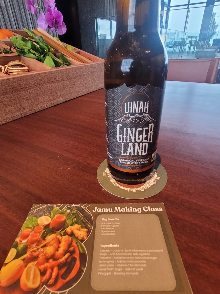 Jamu making class placard at ON23 rooftop bar Hyatt Centric Kota Kinabalu
