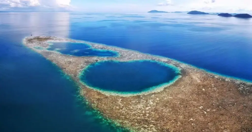 Blue Rings Reef Sabah, one of only two known double ringed marine sinkholes in the world