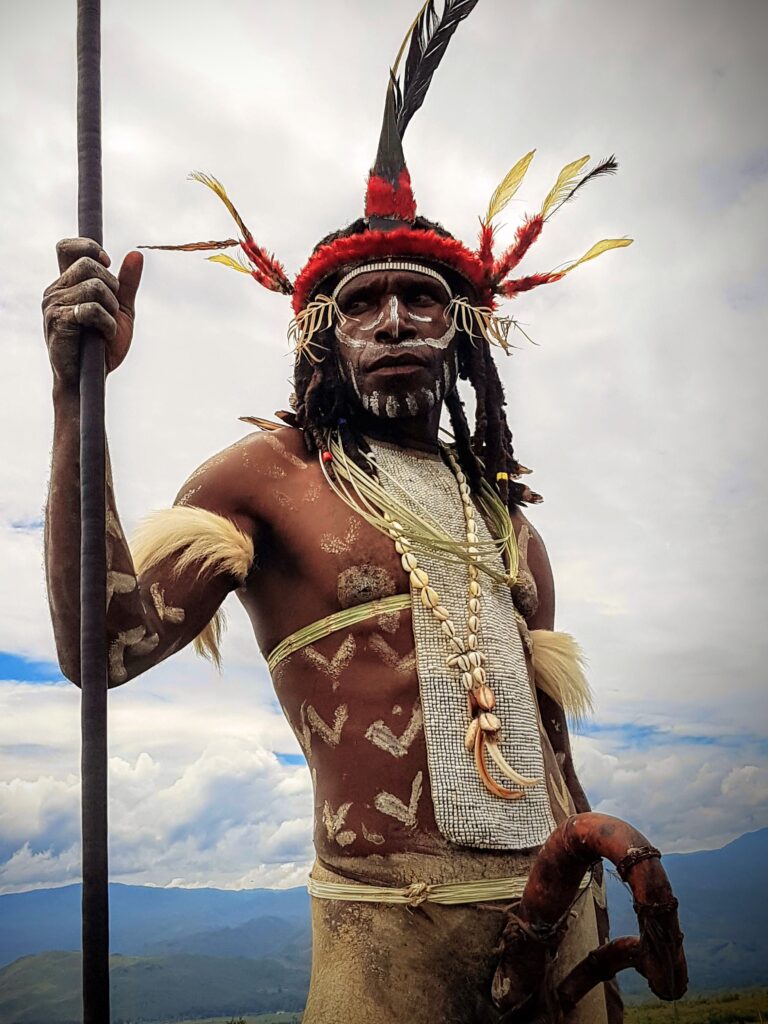 Dani Tribe warrior at the Baliem Valley Festival in Wamena.