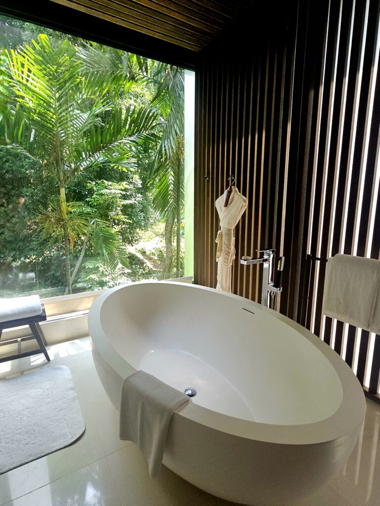 Bathtub with rainforest views at The Ritz-Carlton, Langkawi